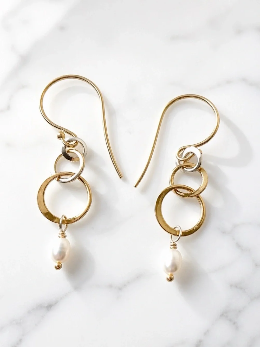 Silver Rings Pearl Drop Earrings - Women Jewelry